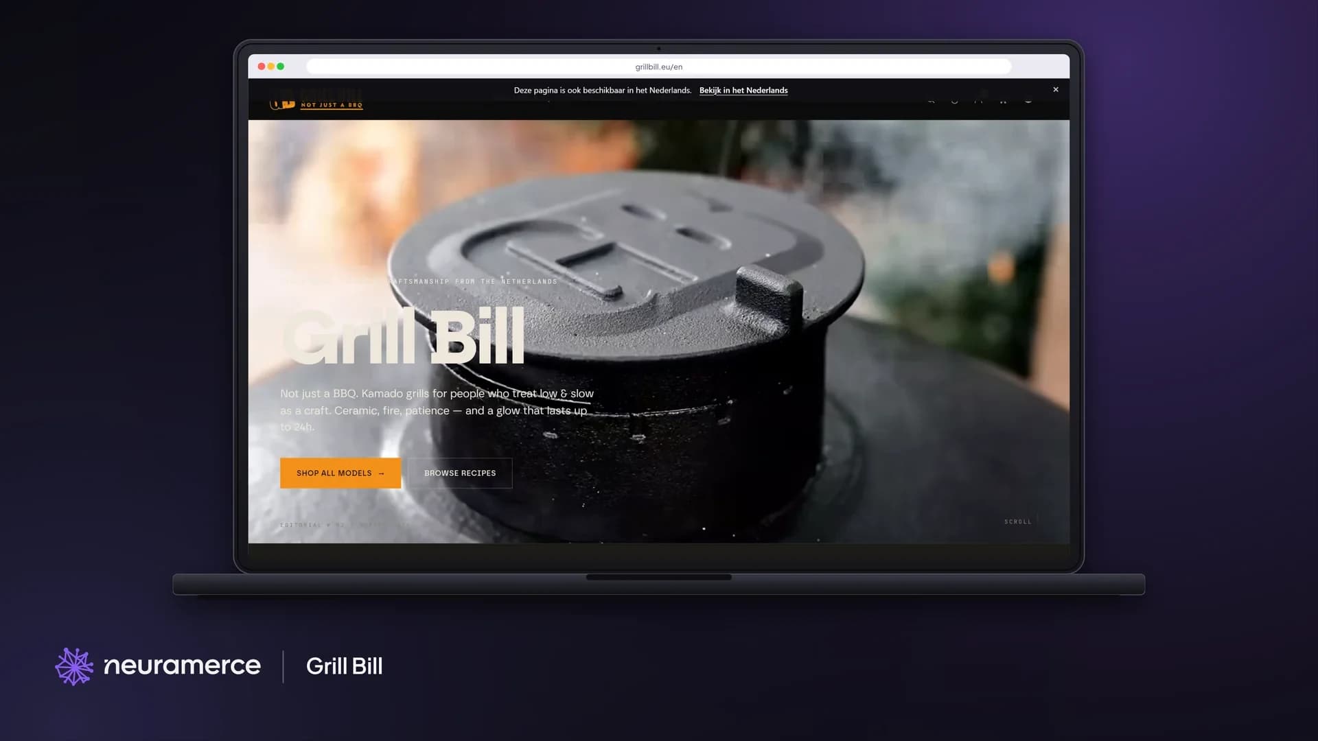 De Engelse homepage van Grill Bill op grillbill.eu/en